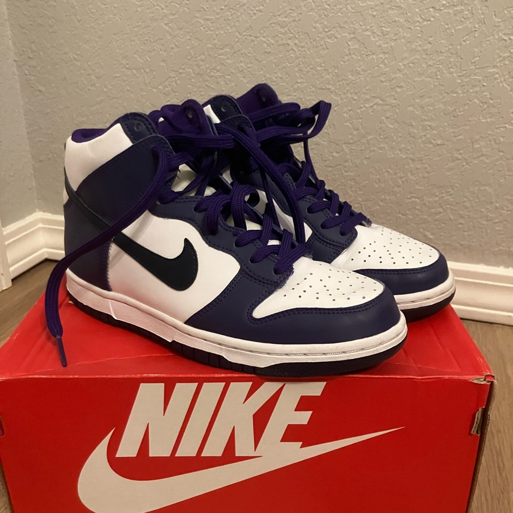 Nike Purple and White High-Top Dunks